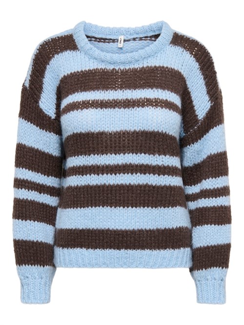 Only Nordic Strikbluse med striber, Brun, Lyseblå